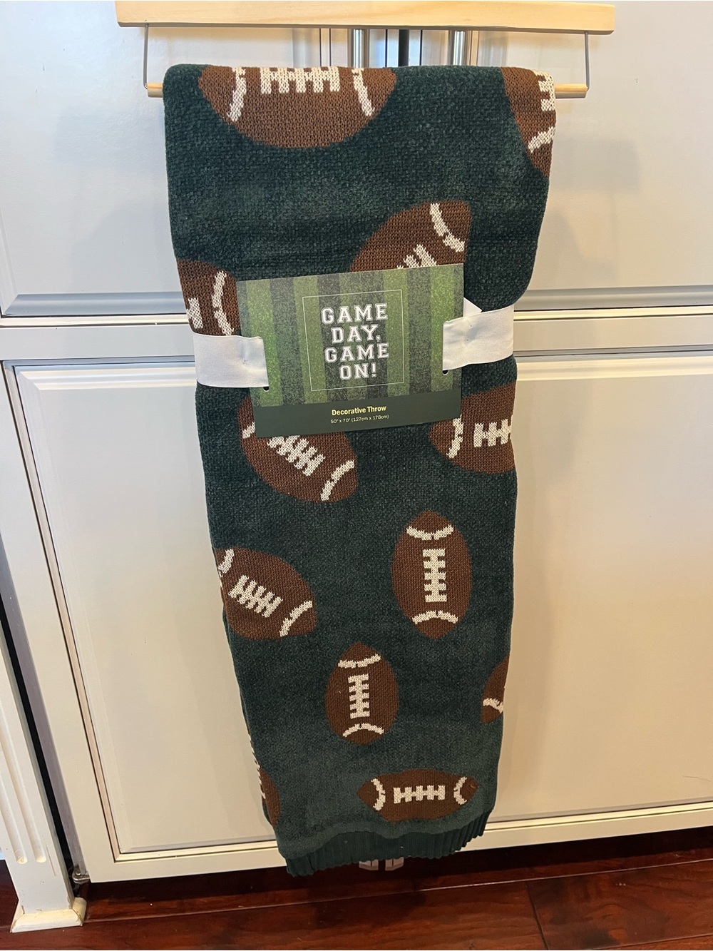 Game Day Throw Blanket - Green and Brown Football Design